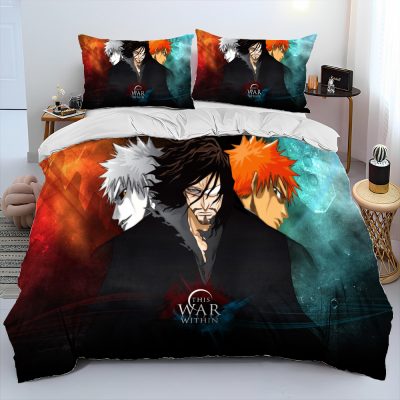 3D Anime Bleach Japan Cartoon Comforter Bedding Set Duvet Cover Bed Set Quilt Cover Pillowcase King 11 - Bleach Merchandise Store