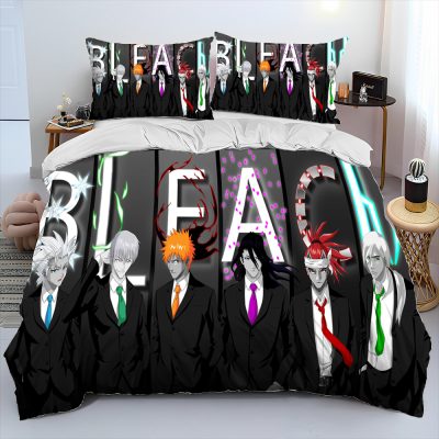 3D Anime Bleach Japan Cartoon Comforter Bedding Set Duvet Cover Bed Set Quilt Cover Pillowcase King 14 - Bleach Merchandise Store
