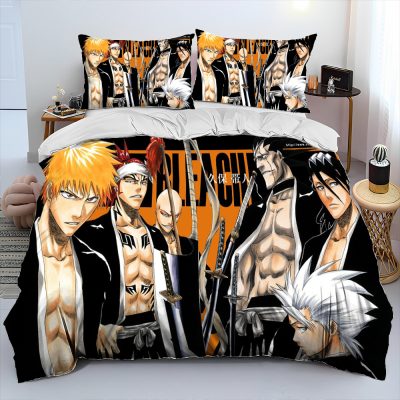 3D Anime Bleach Japan Cartoon Comforter Bedding Set Duvet Cover Bed Set Quilt Cover Pillowcase King 17 - Bleach Merchandise Store