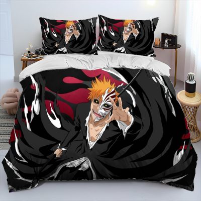 3D Anime Bleach Japan Cartoon Comforter Bedding Set Duvet Cover Bed Set Quilt Cover Pillowcase King 20 - Bleach Merchandise Store