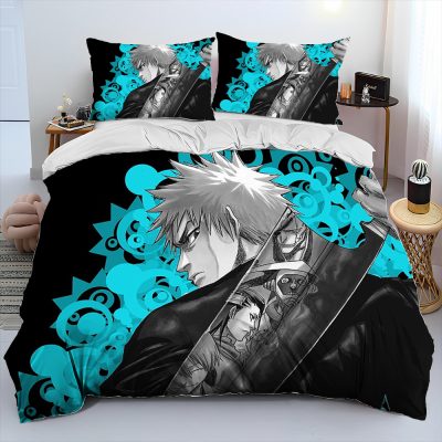 3D Anime Bleach Japan Cartoon Comforter Bedding Set Duvet Cover Bed Set Quilt Cover Pillowcase King 21 - Bleach Merchandise Store