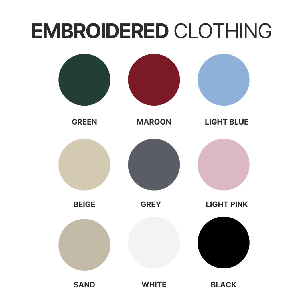 Embroidered clothing color chart - Bleach Merchandise Store