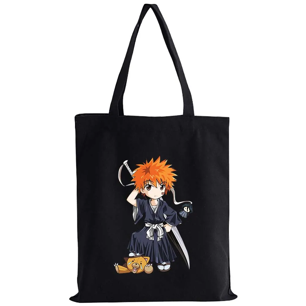 Japan Anime Bleach Kurosaki Ichigo Tote Bag Cute Cartoon Women Shopping Bag Gift Canvas Reusable Summer 1 - Bleach Merchandise