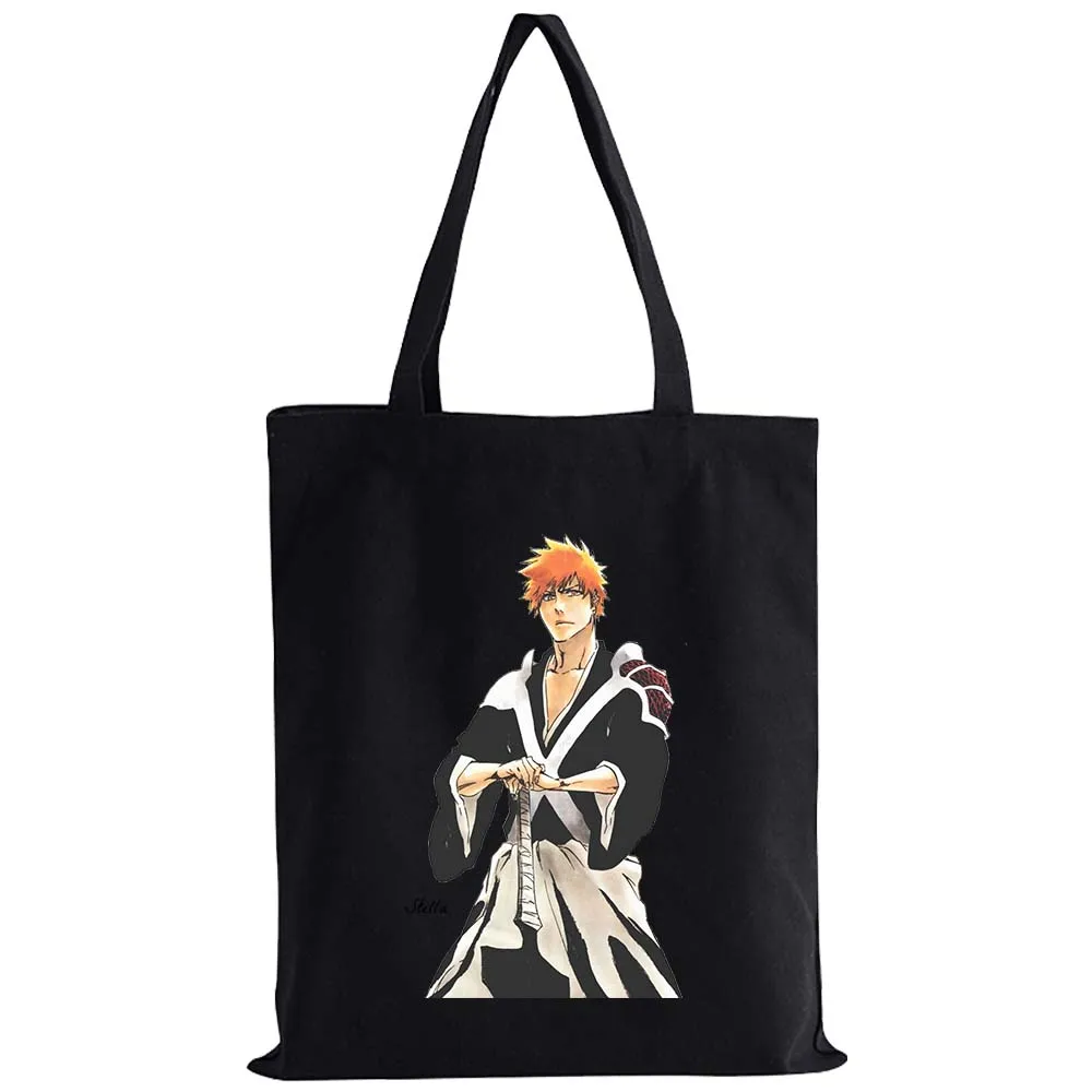 Japan Anime Bleach Kurosaki Ichigo Tote Bag Cute Cartoon Women Shopping Bag Gift Canvas Reusable Summer 12 - Bleach Merchandise Store