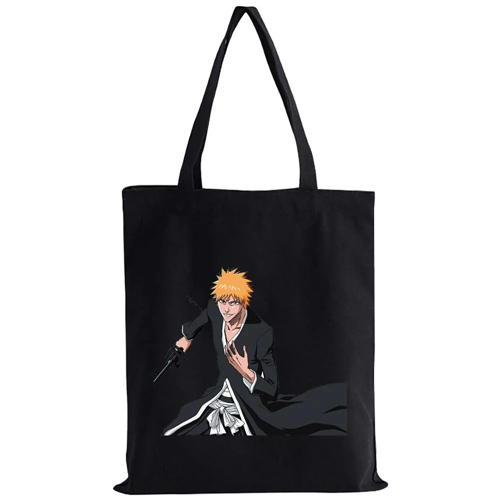 Japan Anime Bleach Kurosaki Ichigo Tote Bag Cute Cartoon Women Shopping Bag Gift Canvas Reusable Summer 13 - Bleach Merchandise Store