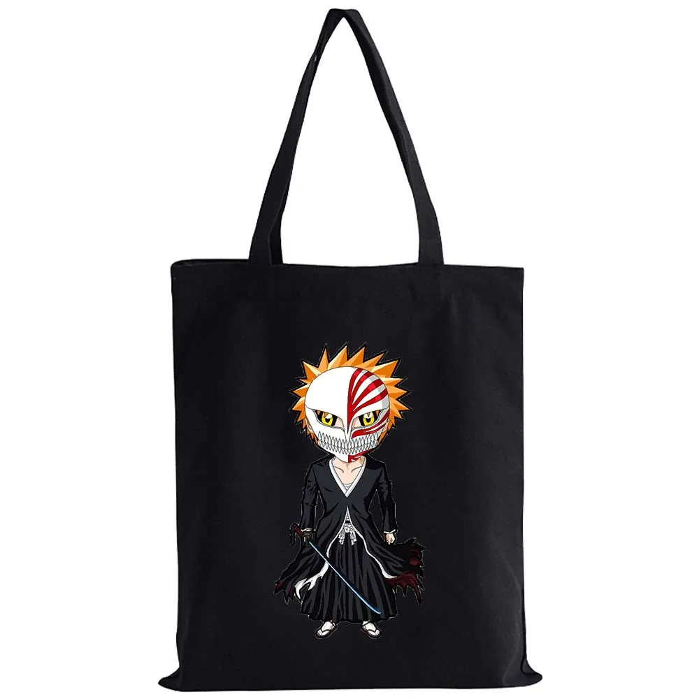 Japan Anime Bleach Kurosaki Ichigo Tote Bag Cute Cartoon Women Shopping Bag Gift Canvas Reusable Summer 14 - Bleach Merchandise Store