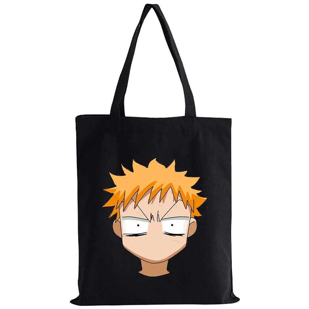 Japan Anime Bleach Kurosaki Ichigo Tote Bag Cute Cartoon Women Shopping Bag Gift Canvas Reusable Summer - Bleach Merchandise