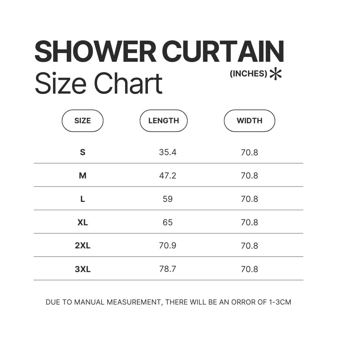 Shower Curtain Size Chart - Bleach Merchandise Store
