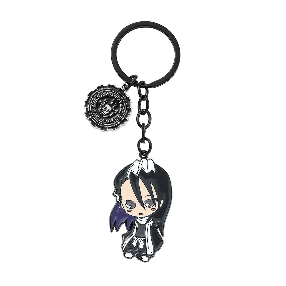 kf S4a641fcc80e0491b95af6299cd067ed7X bleach keychain Metal Keychain Enamel Badge Pendant Keyring Cartoon Figure Kurosaki Ichigo Key Holder Trend Jewelry - Bleach Merchandise