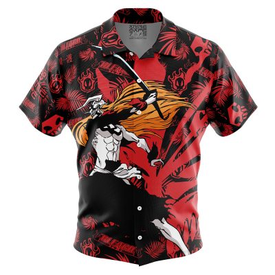 Ichigo Kurosaki Bleach Short Sleeve Hawaiian Shirt FRONT mockup - Bleach Merchandise